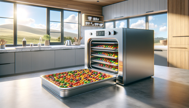 A large oven with candy inside